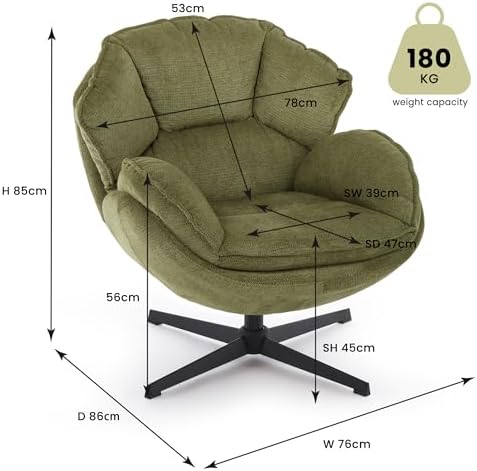 IWMH Swivel Accent Chair for Living Room,Comfy Lounge Chair with Metal Legs
