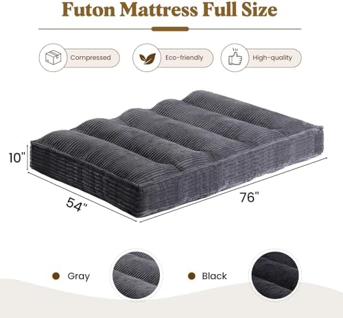 10" Futon Mattress Full Size, Ultra Thick Futons Sofa Couch Bed Sleeper ...