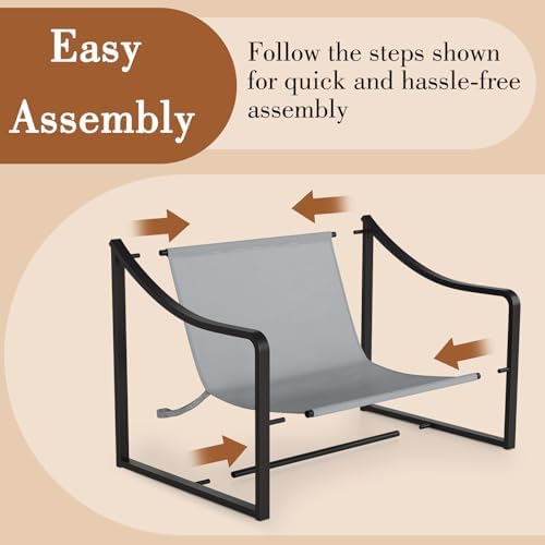 Accent Chairs Set of 2, Metal Frame Sling Outdoor Chairs with Metal Frame and...