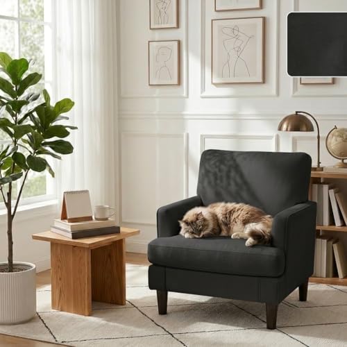 Kromax Accent Chair for Living Room, No Screws Assembly Required, Black