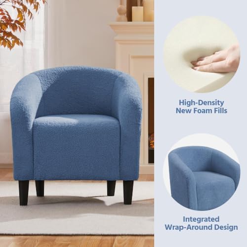 Yaheetech Compact Sherpa Accent Chairs Set of 2 for Small Spaces, Blue
