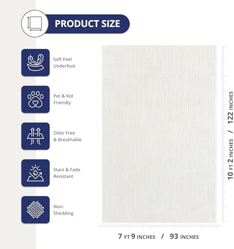 Abani Cream Area Rug - 8' x 10' - Living Room & Bedroom - Texture...