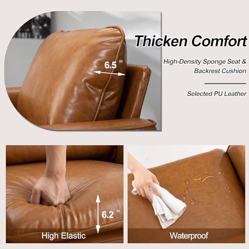 Okeysen Modern Leather Chair Set of 2, Oversized Armchair for Living Room, Mi...