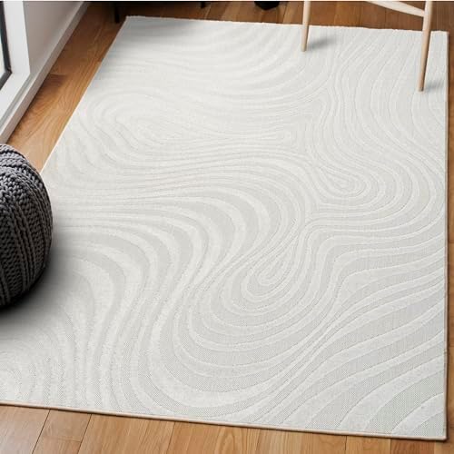 JONATHAN Y Maribo High-Low Abstract Striped Indoor/Outdoor Area Rug, Contempo...