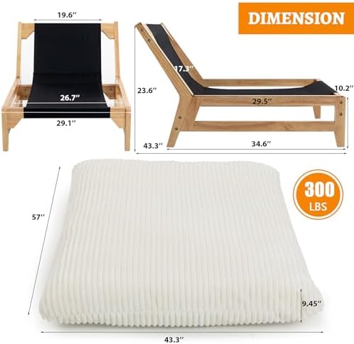 Oversized Comfy Reading Nook Chair with Frame for Adults (White)