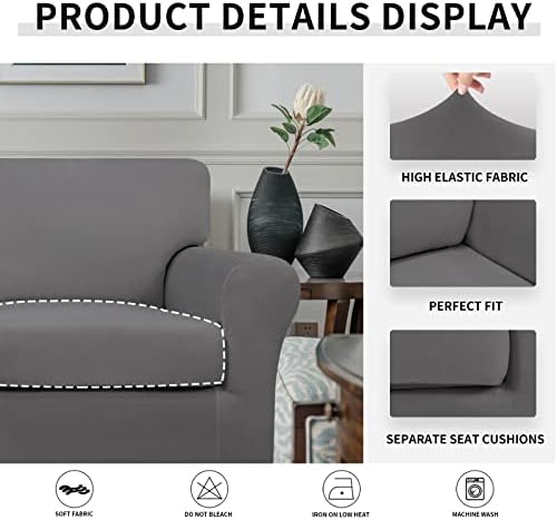 Easy-Going 2 Pieces Stretch Sofa Slipcover for Armchair Washable