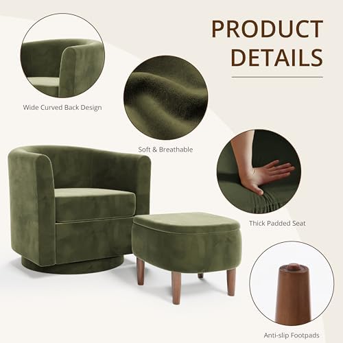 360° Swivel Accent Chair with Storage Ottoman Set of 2
