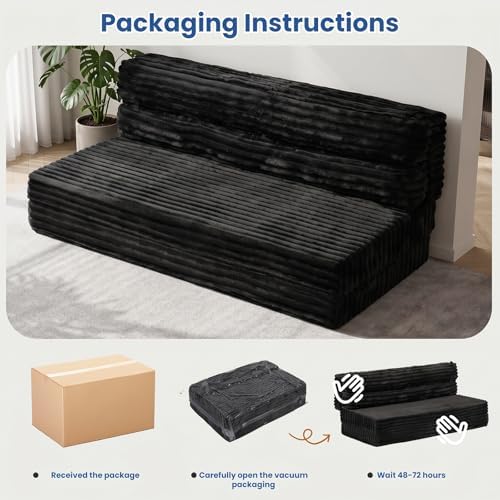 Erament Tri-Fold Futon Sofa Bed, 6 Inch Foldable Floor Couch, High-Density Fo...