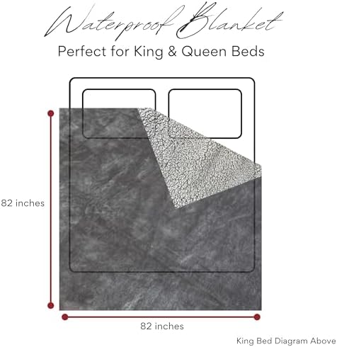 Waterproof Blanket for Bed King Size, Gray, Soft Fleece, 82x82