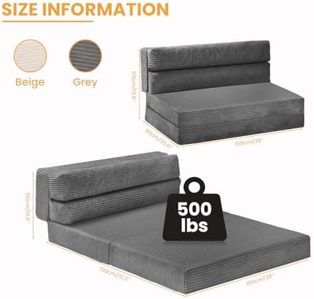 Folding Mattress Twin, 3 in 1 Convertible Sofa Bed Foldable Couch Bed Floor C...