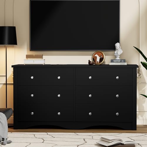 YESHOMY Black 6 Dresser for Bedroom