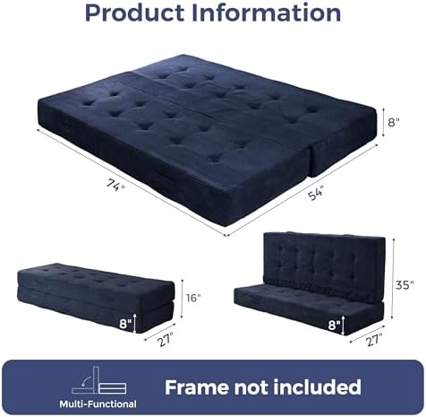 MAXYOYO Foldable Mattress, 8-Inch Tufted Futon Mattress with Handles