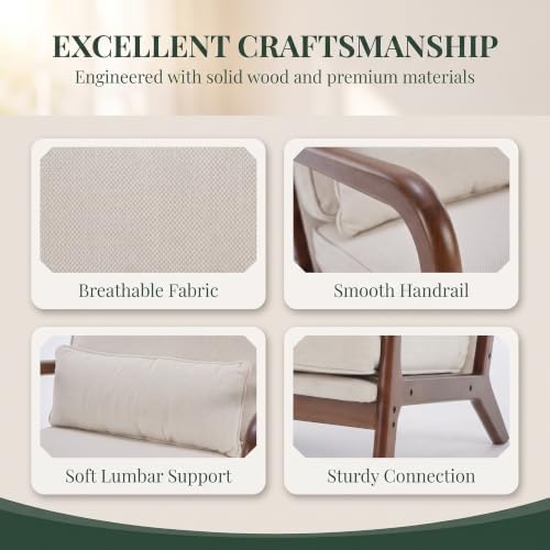 Mid Century Modern Accent Chair, Upholstered Lounge Chair,Beige