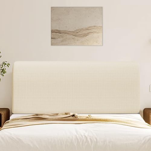 ANARACHON Stretch Bed Headboard Cover, Small Square Jacquard Bed Headboard Slipcover Soft Dustproof Protector Cover for Bedroom Decor(White, Queen:59")