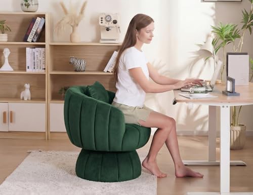Mistpople Mid Century Modern 360 Degree Swivel Barrel Accent Chair, Fluffy Ve...