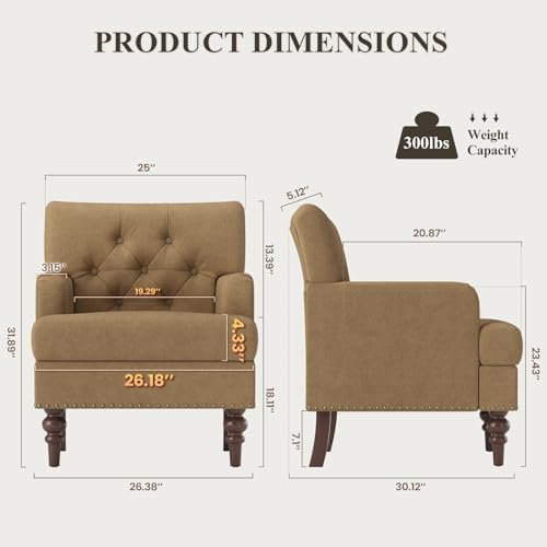 MALOL Modern Accent Chairs Set of 2 for Living Room, Comfy Bedroom Reading Ar...