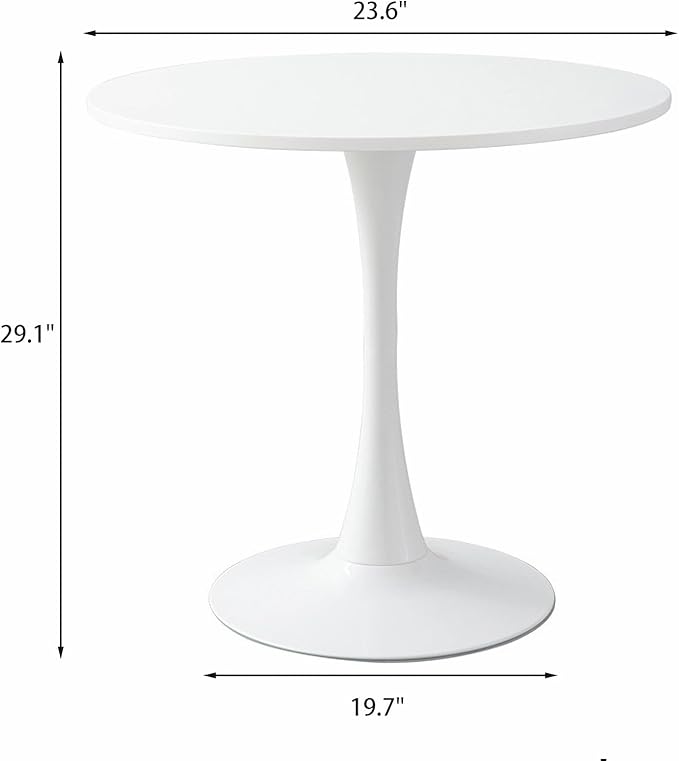 24" Round Dining Table for 2 MDF Table Top and Heavy Metal Dining Table ...