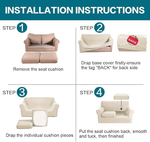 Turquoize 3 Piece Sofa Covers for 2 Cushion Couch Sofa Slipcover Soft Cover f...