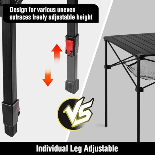 VILLEY Folding Camping Square Table, Portable Aluminum Table, Small