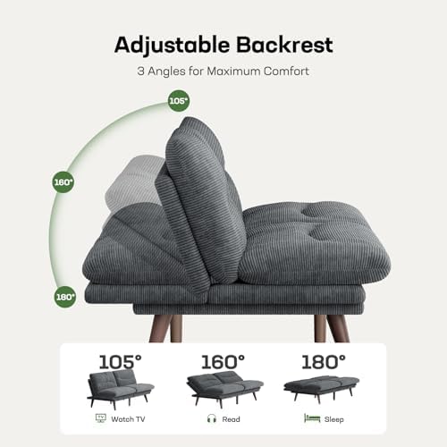 Marsail 66.02" Futon Sofa Bed, Convertible Couch & Sleeper Sofa, Lig...