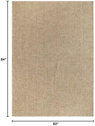 Luul Home Easy Jute Rugs 5x7 Natural Color Living Room Indoor Outdoor Area Ru...