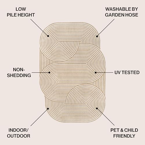 JONATHAN Y Geometric Arch Stripe Indoor Outdoor Area Rug 9X12 Cream/Natural, ...