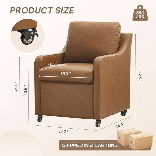Dining Chair with Wheels, Modern Upholstered Dining Room Chair