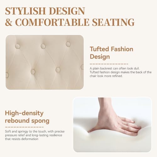 Modern Accent Chair, Upholstered Armchair with Button Tufted Back, Mid Centur...