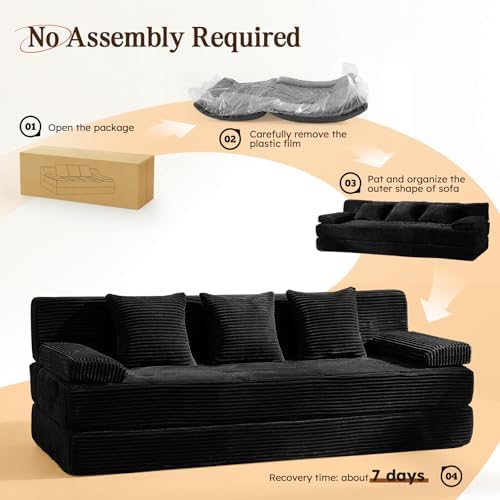 78.7IN Convertible Folding Sofa Bed, 3 Seater Sleeper Sofa Couch
