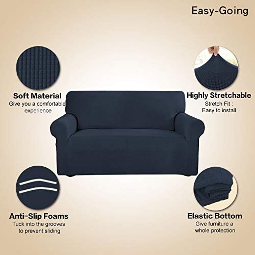Easy-Going Stretch Couch Covers for Sofa Washable Large Dark Blue