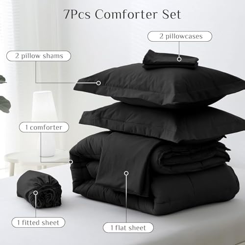 JOLLYVOGUE Queen Comforter Set, Ultra-Soft Bed in a Bag Queen Size 7 Pieces, ...
