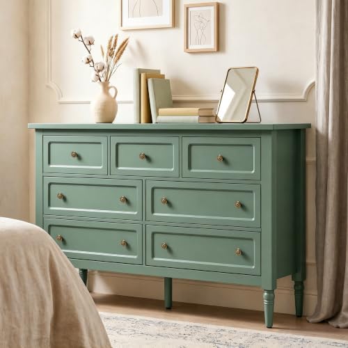 RoyalCraft 7 Drawer Dresser for Bedroom, 53" Wide Vintage Chest of Drawers
