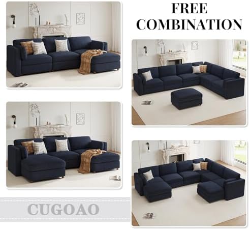 Oversized Cloud Sleeper Couch 9 Seater Modular Sectional Sofa Blue | Modern C...