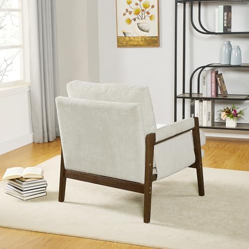 Roundhill Furniture Kelly Mid-Century Modern Accent Armchair, White