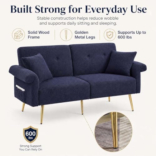 Majnesvon 71" Convertible Folding Sleeper Sofa Couch,Modern Velvet Loves...