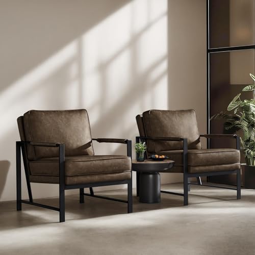 Yaheetech Mid-Century Accent Chair, Modern Armchair, Brown
