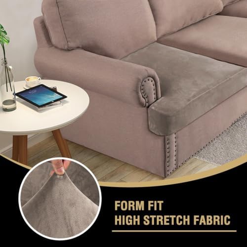 H.VERSAILTEX Stretch Velvet 2 Piece T Cushion Sofa Slipcovers - Individually ...