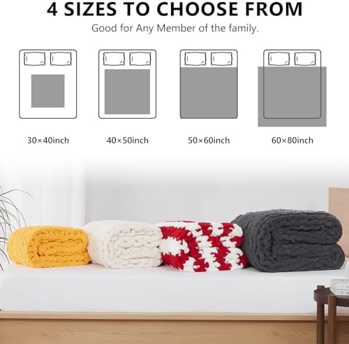 L'AGRATY Chunky Knit Throw Blanket for Couch, 50'' x 60''...