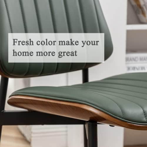 LUNLING Dining Chairs Set of 2 Mid Century Modern Retro Faux Leather Chair wi...