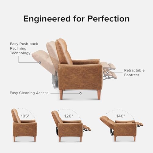 mopio Arthur Recliner, Reading Chair (Pecan Brown Faux Leather)