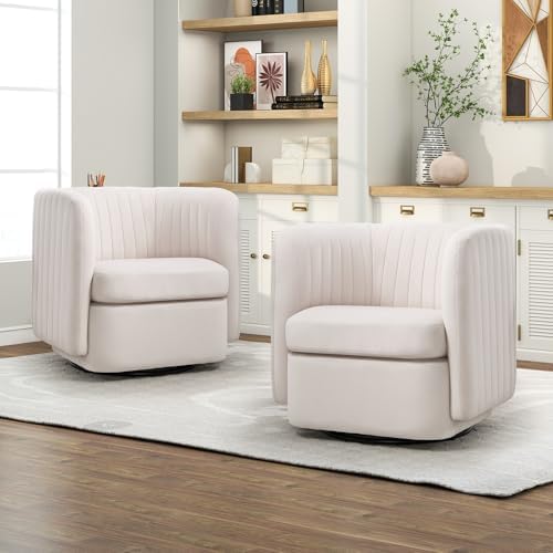 CANMOV Swivel Accent Chair, 360° Swivel Chair with Thick Padded Cushion, Swiv...