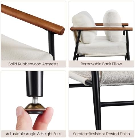 Yaheetech Accent Chair, Modern Living Room Chair, Ivory