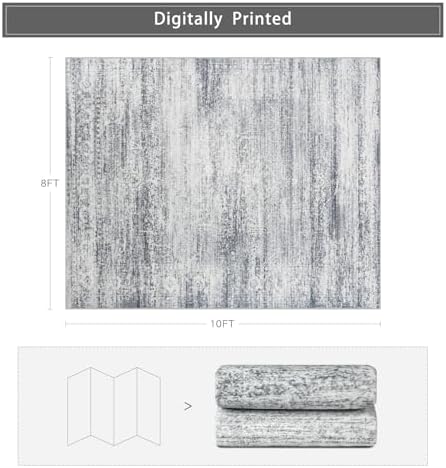 8x10 Washable Area Rugs for Living Room,Bedroom,Dining Room (Grey Cream)