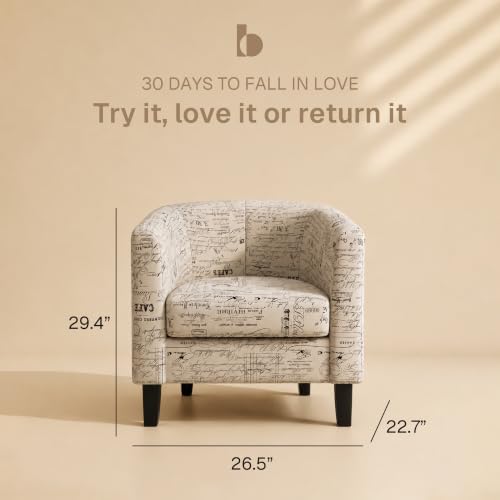 BELLEZE Accent Barrel Chair, Linen Round Chair Club Tub Sofa Corner Chair wit...