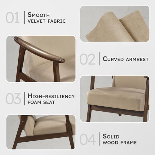 Lexicon Mid Century Modern Chair Velvet Accent Chair for Living Room Chair w/...
