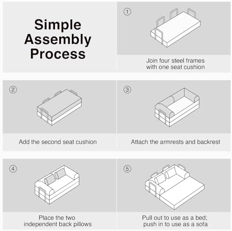 Novilla 75" Convertible Futon Sofa Bed, Boneless Couch with Smarts Coil®...