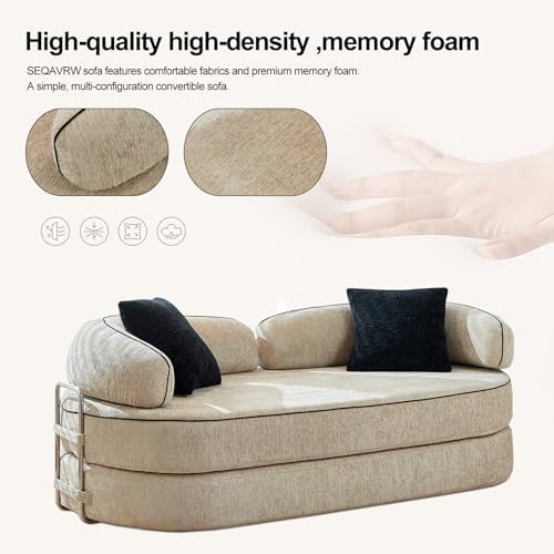 4-in-1 Folding Convertible Sofa Bed, 78 Inch Compression Oversized Corduroy U...