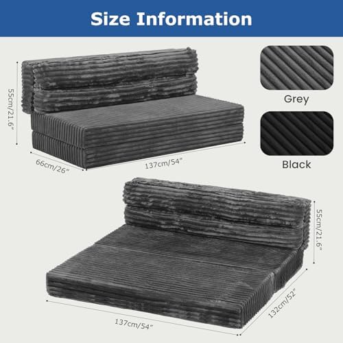 Erament Tri-Fold Futon Sofa Bed, 6 Inch Foldable Floor Couch, High-Density Fo...