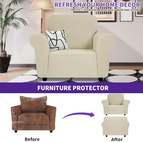 ZNSAYOTX Super Stretch Chair Slipcover (30"-47"), New Striped Sofa ...