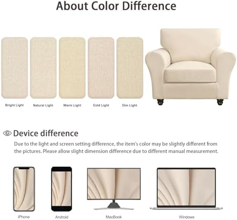 SearchI Stretch Sofa Cover Couch Covers, 2 Piece Armchair Slipcover with Sepa...